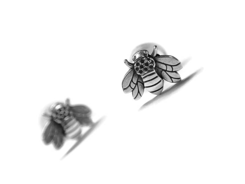 Bienen Ohrstecker ~ Zierliche Kleine Hummel Honig Biene Schlichter Sterling Silber Schmuck Rettet Die von DinanRings