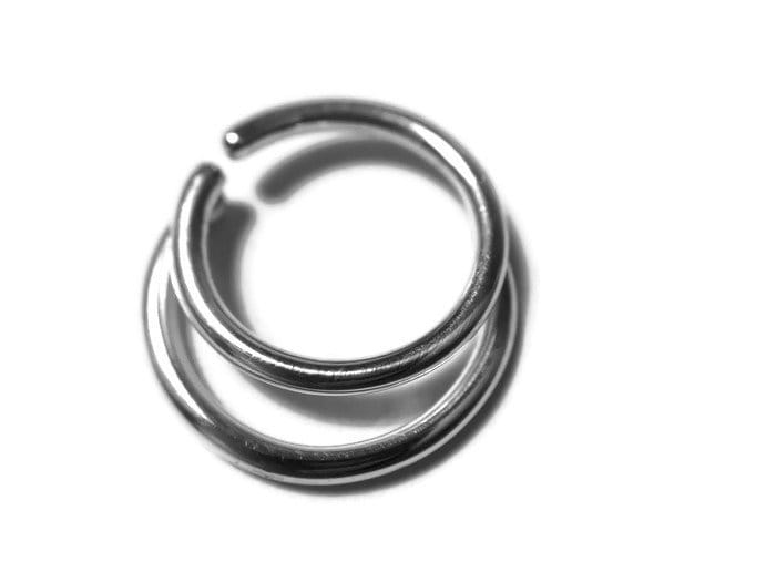 Doppellagiger Septum Ring ~ Doppel Nase Hoop Schlichtes Sterling Silber 2 in 1 Stacked Daith Piercing Schlichter Schmuck Doppellagiger Septum Ring ~ Doppel Nase Hoop Schlichtes Sterling Silber 2 in 1 Stacked Daith Piercing Schlichter Schmuck von DinanRings