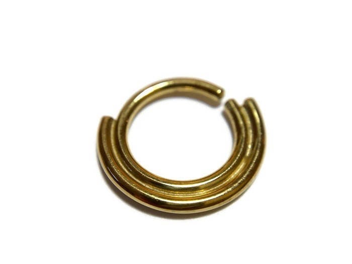 Doppelter Massiv Gold Septum Ring ~ 14 Karat Gelbgold Doppelter Nasenring Doppel Hoop Körperschmuck Doppelter Massiv Gold Septum Ring ~ 14 Karat Gelbgold Doppelter Nasenring Doppel Hoop Körperschmuck von DinanRings