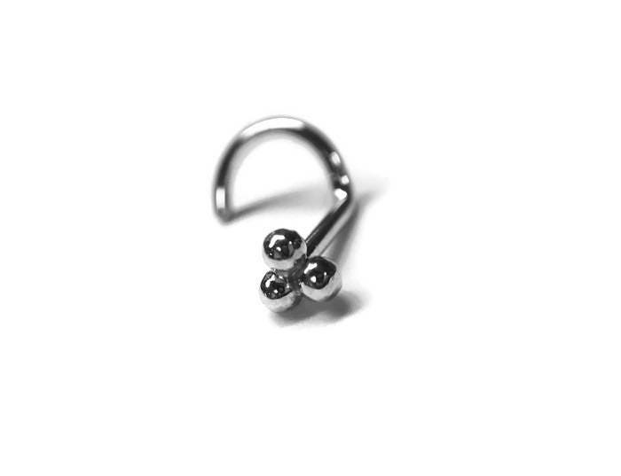 Drei Punkte Stift - Tri Bead Nasenloch Piercing 3 Kugel Schraubverschluss Nickelfreies Sterling Silber von DinanRings
