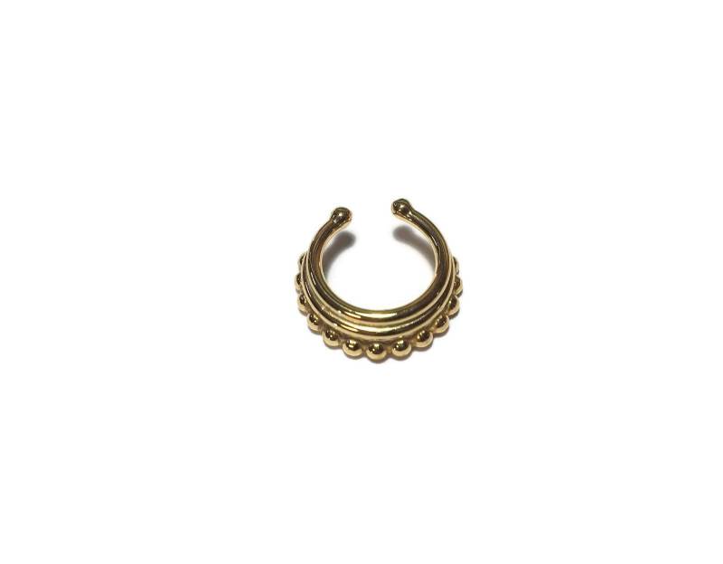 Faux Stacked Septum Ring ~ Clip On Gelbgold Getauchter Nasenring Layered Golden Faker Faux Stacked Septum Ring ~ Clip On Gelbgold Getauchter Nasenring Layered Golden Faker von DinanRings