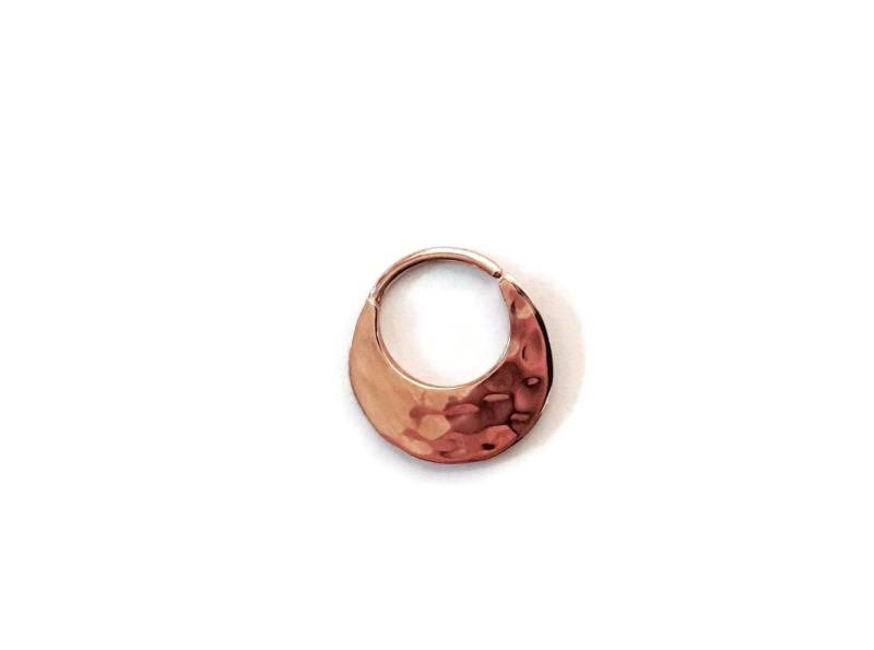 Gehämmerter Strukturierter Großer Roségold-Septumring - Halbmondförmiger Nasenring Roségold Getauchtes Sterlingsilber Gehämmerter Strukturierter Großer Roségold-Septumring - Halbmondförmiger Nasenring Roségold Getauchtes Sterlingsilber von DinanRings