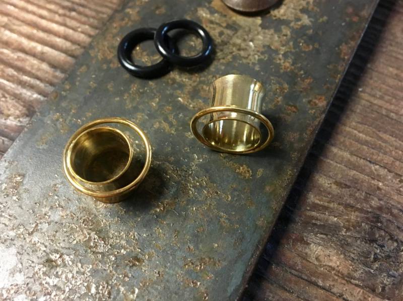 Gelbgold - Kreis Ohrringe Getauchtes Sterling Silber Gestrecktes Ohrläppchen Goldener Schmuck Gelbgold - Kreis Ohrringe Getauchtes Sterling Silber Gestrecktes Ohrläppchen Goldener Schmuck von DinanRings