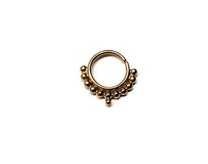 Gelbgold Perlen Ring - Septum Piercing Helix Rook Tragus Daith Conch Getaucht Sterling Silber Körperschmuck Gelbgold Perlen Ring - Septum Piercing Helix Rook Tragus Daith Conch Getaucht Sterling Silber Körperschmuck von DinanRings