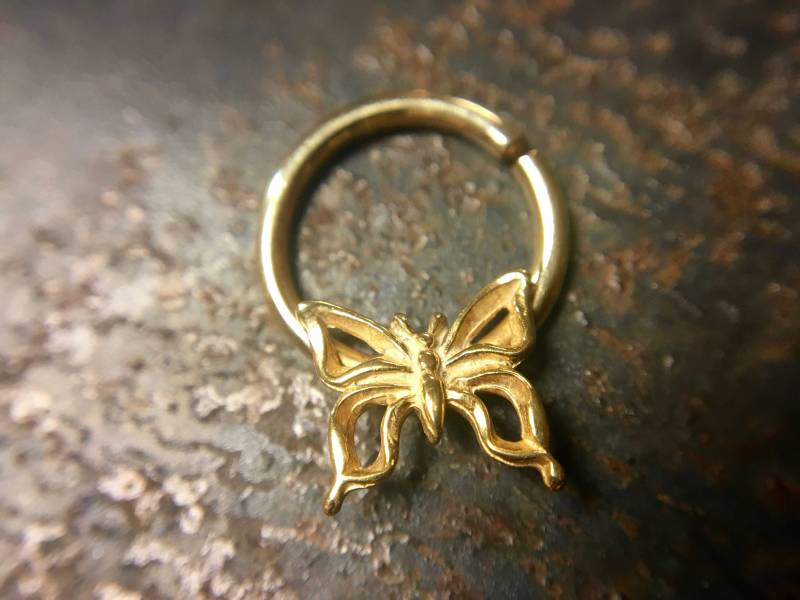 Gelbgold Schmetterling Septum Ring von DinanRings