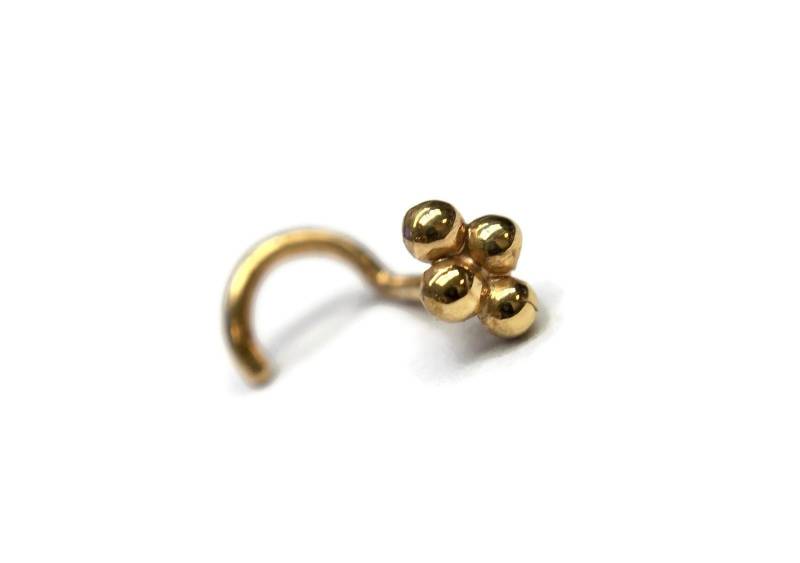 Gold 4 Dot Nasenstecker ~ Quad Bead Nasenring Vier Perlen Nasenschmuck Gelbgold Getaucht Gold 4 Dot Nasenstecker ~ Quad Bead Nasenring Vier Perlen Nasenschmuck Gelbgold Getaucht von DinanRings