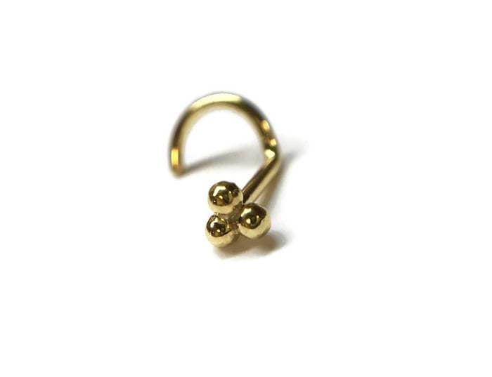 Gold Drei Punkt Nasenstecker ~ Tri Bead Nasenloch Piercing 3 Kugel Nase Schraube Gelbgold Getaucht Sterling Silber Nasenschmuck Gold Drei Punkt Nasenstecker ~ Tri Bead Nasenloch Piercing 3 Kugel Nase Schraube Gelbgold Getaucht Sterling Silber Nasenschmuck von DinanRings