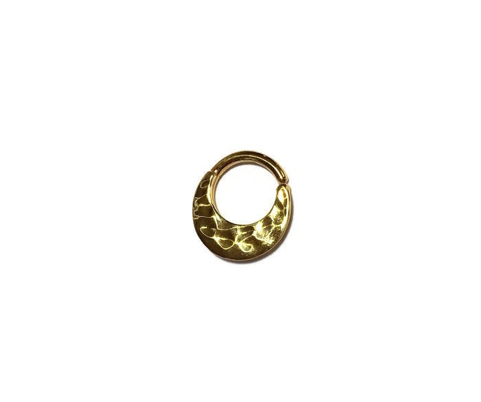 Großer Gold Septum Ring - Gehämmerter Strukturierter Mond Schmuck Sterling Silber Vergoldet Großer Gold Septum Ring - Gehämmerter Strukturierter Mond Schmuck Sterling Silber Vergoldet von DinanRings