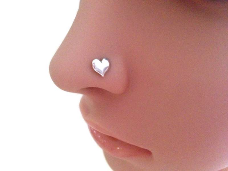 Herz-Nasen-Ohrstecker ~ Nasen-Schraube in Herzform Valentinstag Nasenring Geschenk Für Verliebte Sterling Silber von DinanRings