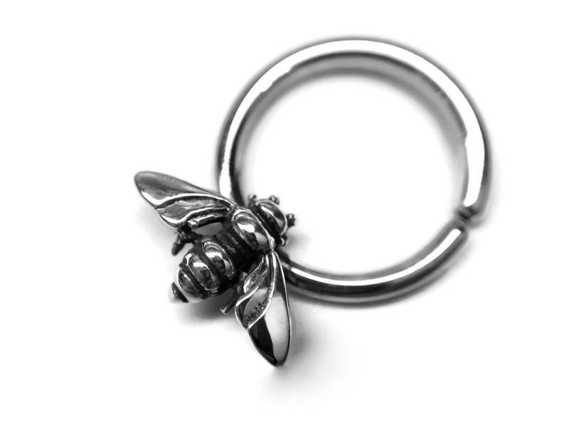 Honigbiene Septum Ring ~ Massives Sterling Silber Nickelfrei Biene Körperschmuck Daith Hoop Hummel Honigbiene Septum Ring ~ Massives Sterling Silber Nickelfrei Biene Körperschmuck Daith Hoop Hummel von DinanRings