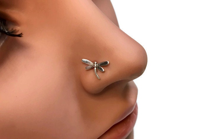 Libelle Nase Stud ~ Sterling Silber Schraube Piercing Nasenschmuck von DinanRings