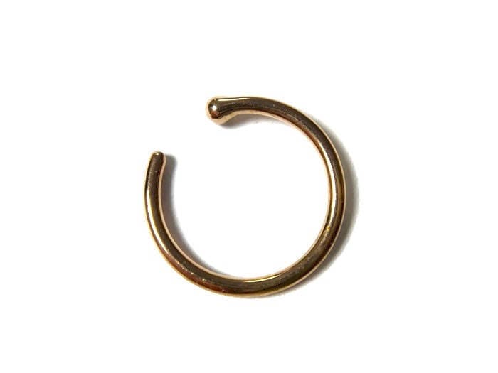 Massiver 14 Karat Rosegold Nasenring Hufeisen Mit Stopper - Nasenloch Septum Piercing Nase Massiver 14 Karat Rosegold Nasenring Hufeisen Mit Stopper - Nasenloch Septum Piercing Nase von DinanRings