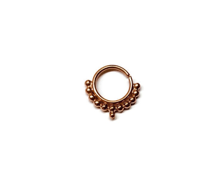 Rose Gold Perlen Septum Ring - Piercing Helix Rook Tragus Daith Conch Getaucht Sterling Silber Rose Gold Perlen Septum Ring - Piercing Helix Rook Tragus Daith Conch Getaucht Sterling Silber von DinanRings