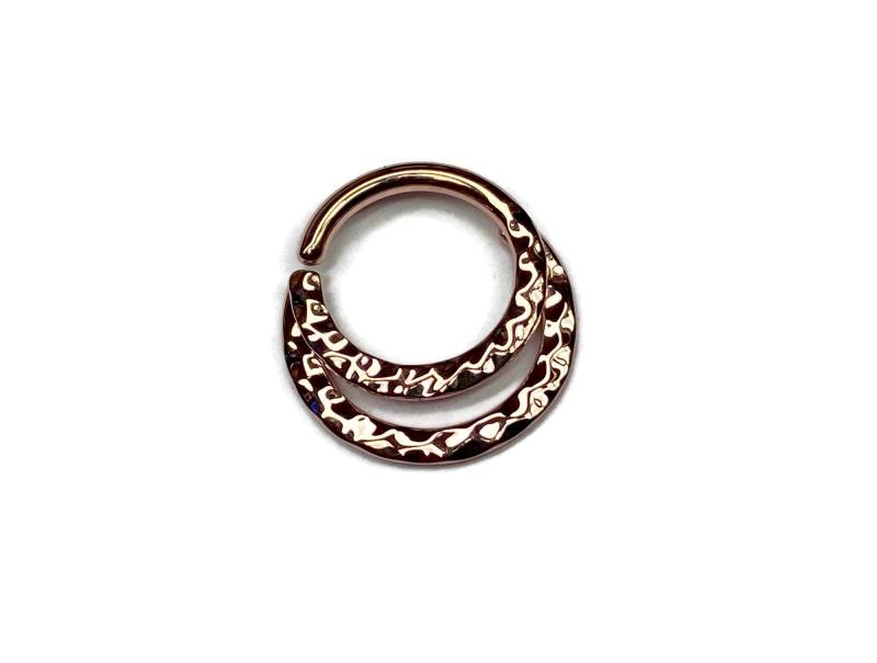 Rosegold Doppelt Gehämmerter Septumring ~ Roségold-Nasenring Roségold Getauchtes Sterlingsilber Daith Hoop Piercing von DinanRings