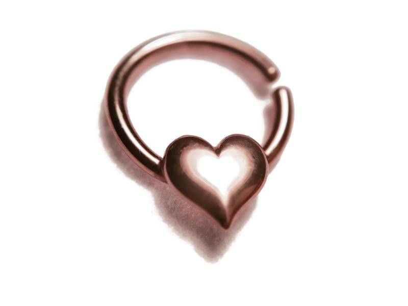 Rosegold Herz Septum Ring ~ Valentinstag Nasenring Roségold Getaucht Aus Serling Silber Rosegold Herz Septum Ring ~ Valentinstag Nasenring Roségold Getaucht Aus Serling Silber von DinanRings