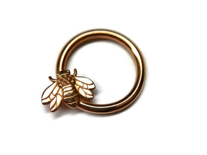 Rosegold Honigbiene Daith Ring ~ 585Er Roségold Biene Körperschmuck Diath Hoop Seitlicher Bienen Septum Hummel Rosegold Honigbiene Daith Ring ~ 585Er Roségold Biene Körperschmuck Diath Hoop Seitlicher Bienen Septum Hummel von DinanRings