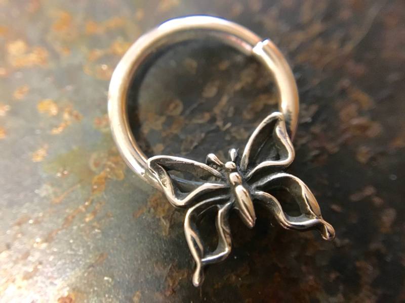 sterling Silber Schmetterling Septum Ring sterling Silber Schmetterling Septum Ring von DinanRings