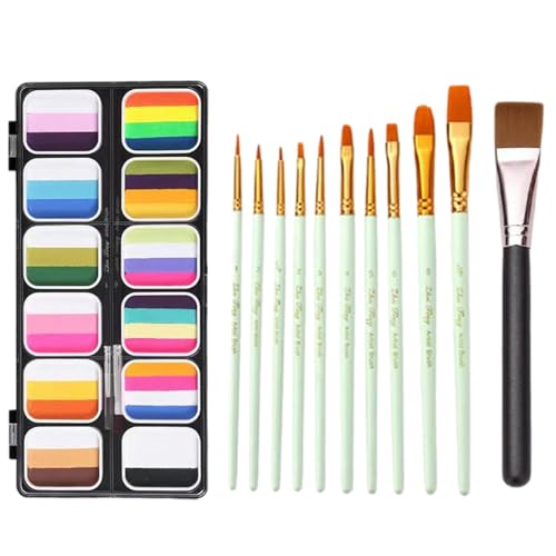 12 Farben aus Iris gefärbt, menschlicher Körper und Farbstoff, kann für Wasser-Szenarien-Displays verwendet werden, Regenbogen-Gesichtsbemalungsset von Dinchaakuarry