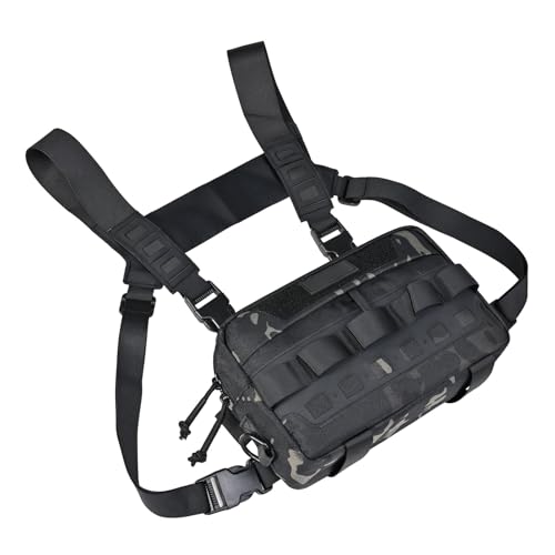 Brusttasche für den Außenbereich – kompakte Laufweste mit Plattenhalterung, vielseitiger Thoraker-Organizer | Trainingsträger für Frauen für das Training, Schwarz , Se référer au descriptif, Siehe von Dinchaakuarry