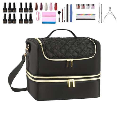 Nagelwerkzeug Storage Organizer - zweilagige Aufbewahrungstasche | Reisetasche für Nagellampe, Nagelgets und Maniküre-Werkzeuge, nachhaltige Organisation für Nageltechniken Nagelwerkzeug Storage Organizer - zweilagige Aufbewahrungstasche | Reisetasche für Nagellampe, Nagelgets und Maniküre-Werkzeuge, nachhaltige Organisation für Nageltechniken von Dinchaakuarry