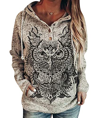 Frauen Giraffe Print Hoodie - Animal Print Kapuzenpullover Animal Horse Pattern Langarm Pullover Top mit Tasche von DingDinging