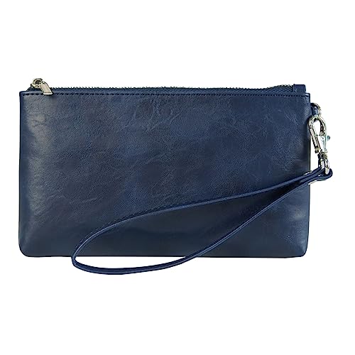 DingGuagua Handgelenktasche für Damen Handgelenktasche Handtasche für Herren Business Casual Clutch-Taschen aus PU Leder Brieftasche für Freizeit Büro -Für Tägliche Oder Reisenutzung,Dunkelblau von DingGuagua