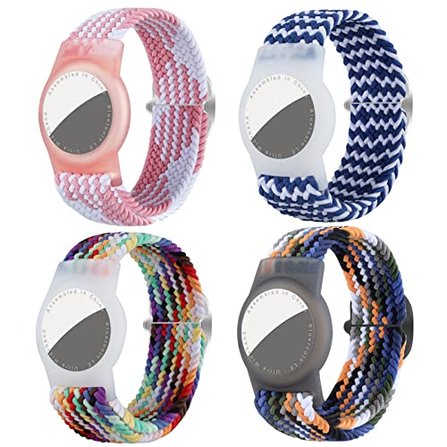 Dingfeiyu 4 Stück Nylon für AirTag Armband Kinder Wasserdicht, Anti-Lost, Anti-Kratz-Schutz für die Positionierung des Bracelet für AirTag (Pink blau) von Dingfeiyu