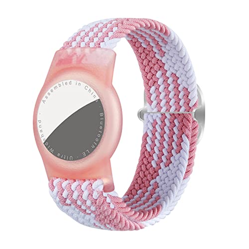 Dingfeiyu Nylon für AirTag Armband Kinder Wasserdicht, Anti-Lost, Anti-Kratz-Schutz für die Positionierung des Bracelet für AirTag (rosa welle) von Dingfeiyu