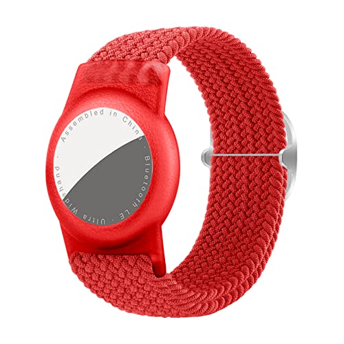 Dingfeiyu Nylon für AirTag Armband Kinder Wasserdicht, Anti-Lost, Anti-Kratz-Schutz für die Positionierung des Bracelet für AirTag (rot) von Dingfeiyu