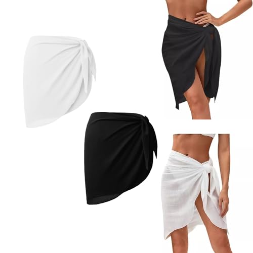 Dinghaole 2 Stück Damen Strand Wrap Sarong, Strandrock Sarong Damen Strand Wrap Groß Chiffon, Vertuschung Chiffon Badeanzug Kurz, für Urlaub Sexy Strandkleider Tücher Wickelrock von dinghaole