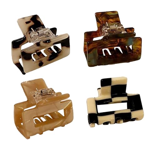 Dinghaole 4 Stück Acetat-Haarklammern, Kleine Haarklammern für Medium und Dünnes Haar, Rutschfeste Haarspangen Damen Dickes Dünnes Haar, Zelluloid Claw Clip，winzige Haarklammern für dünnes von dinghaole