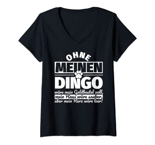 Damen Dingo Hund lustig T-Shirt mit V-Ausschnitt von Dingo Hund lustiger Spruch