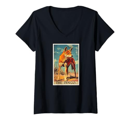 Damen Dingo Tarot Karte Dingos Dingo T-Shirt mit V-Ausschnitt von Dingos Dingo Tier Shop