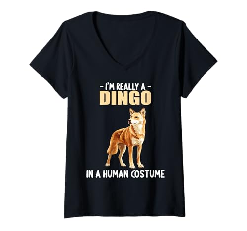 Damen Dingos Dingo T-Shirt mit V-Ausschnitt von Dingos Dingo Tier Shop