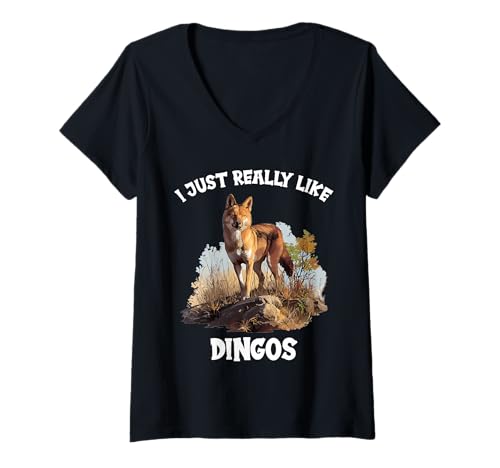 Damen Dingos Dingo T-Shirt mit V-Ausschnitt von Dingos Dingo Tier Shop