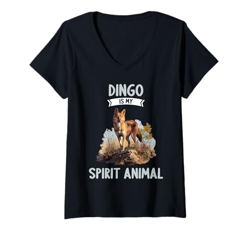 Damen Dingos Dingo T-Shirt mit V-Ausschnitt von Dingos Dingo Tier Shop