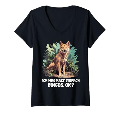 Damen Dingos Dingo T-Shirt mit V-Ausschnitt von Dingos Dingo Tier Shop