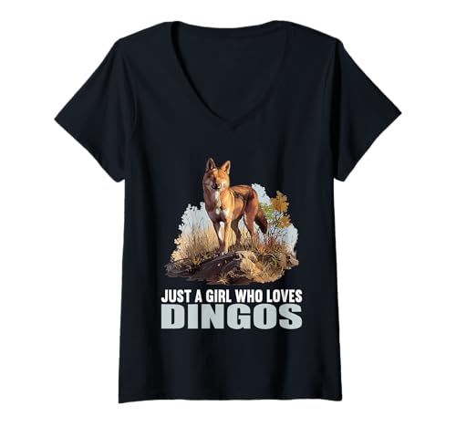 Damen Dingos Dingo T-Shirt mit V-Ausschnitt von Dingos Dingo Tier Shop