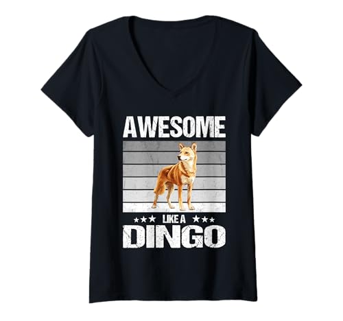 Damen Dingos Dingo T-Shirt mit V-Ausschnitt von Dingos Dingo Tier Shop