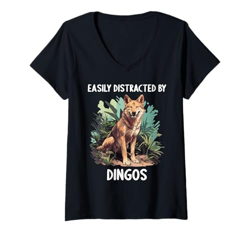 Damen Dingos Dingo T-Shirt mit V-Ausschnitt von Dingos Dingo Tier Shop