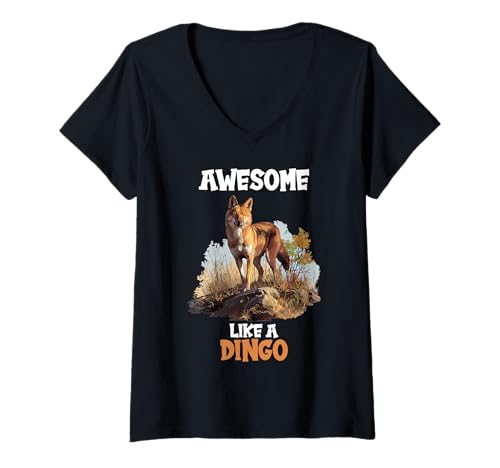 Damen Dingos Dingo T-Shirt mit V-Ausschnitt von Dingos Dingo Tier Shop