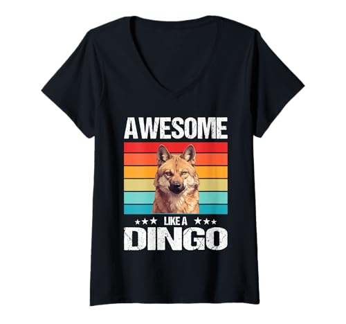 Damen Dingos Dingo T-Shirt mit V-Ausschnitt von Dingos Dingo Tier Shop