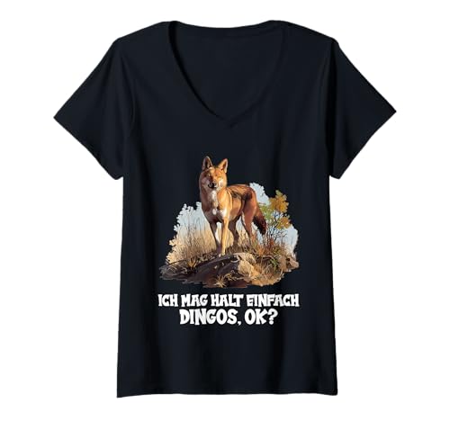 Damen Dingos Dingo T-Shirt mit V-Ausschnitt von Dingos Dingo Tier Shop