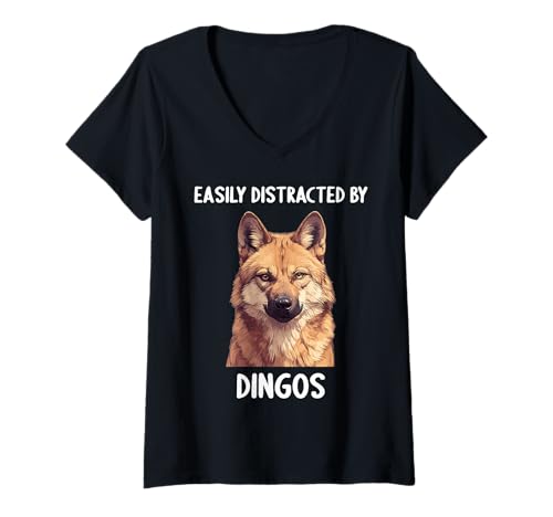 Damen Dingos Dingo T-Shirt mit V-Ausschnitt von Dingos Dingo Tier Shop