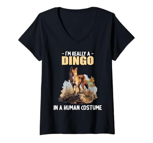 Damen Dingos Dingo T-Shirt mit V-Ausschnitt von Dingos Dingo Tier Shop