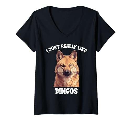 Damen Dingos Dingo T-Shirt mit V-Ausschnitt von Dingos Dingo Tier Shop