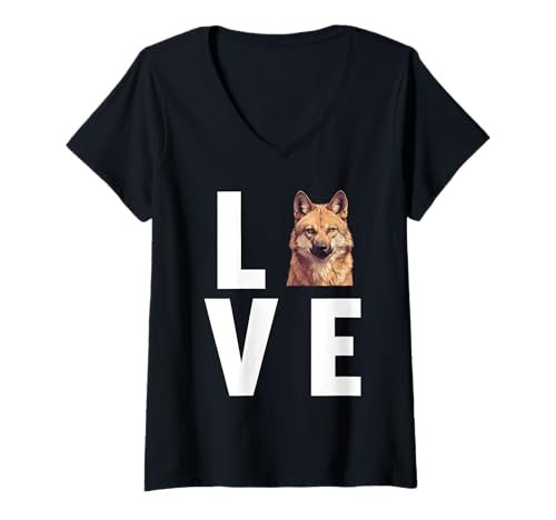 Damen Dingos Dingo T-Shirt mit V-Ausschnitt von Dingos Dingo Tier Shop