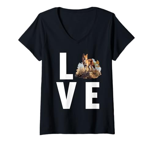 Damen Dingos Dingo T-Shirt mit V-Ausschnitt von Dingos Dingo Tier Shop