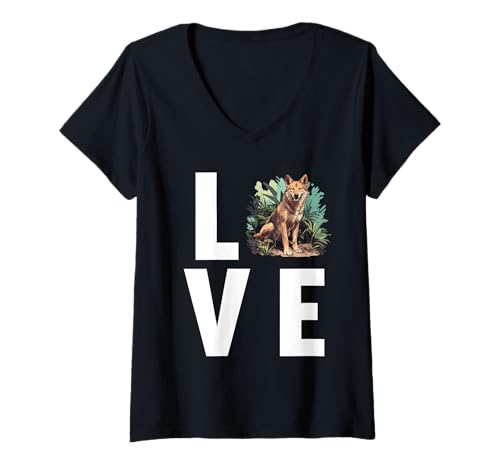Damen Dingos Dingo T-Shirt mit V-Ausschnitt von Dingos Dingo Tier Shop