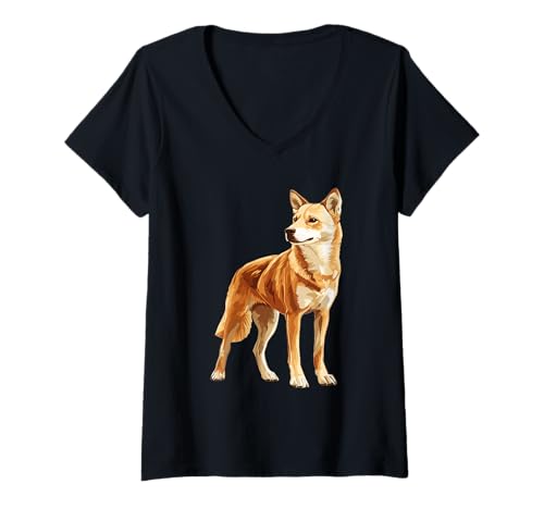 Damen Dingos Dingo T-Shirt mit V-Ausschnitt von Dingos Dingo Tier Shop